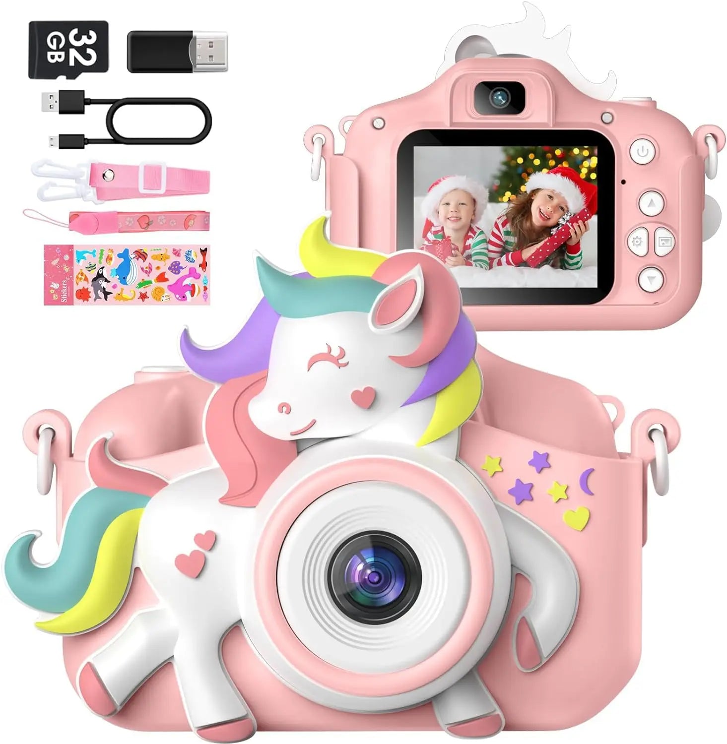 Kids Mini Digital Camera 20MP 1080P HD with 32GB Card 2 Inch Screen 8X Zoom and Auto Focus for Children Aged 6-12