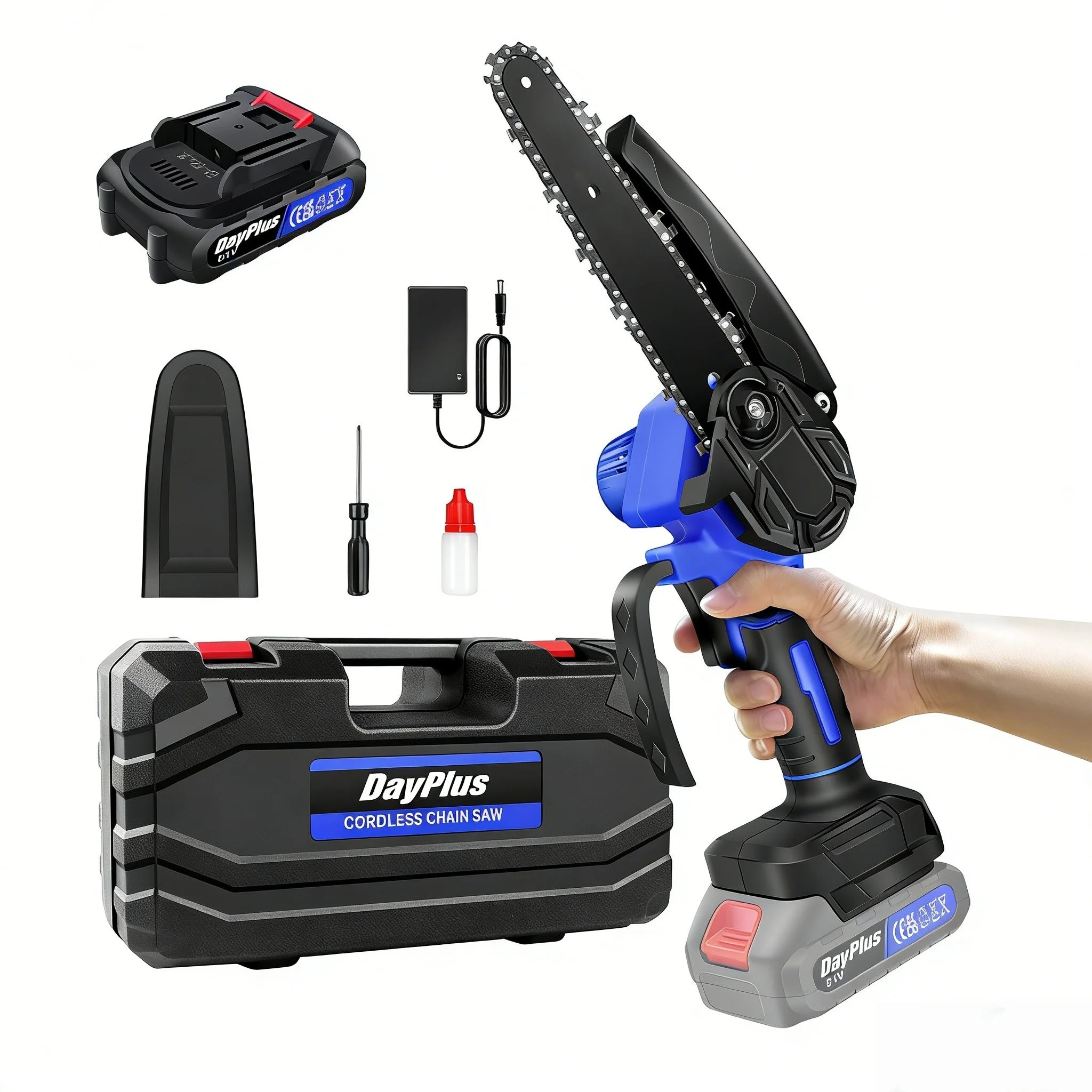 6 Inch Cordless Mini Chainsaw 2200W Brushless Motor 21V Lithium Battery for Garden Pruning Wood Cutting