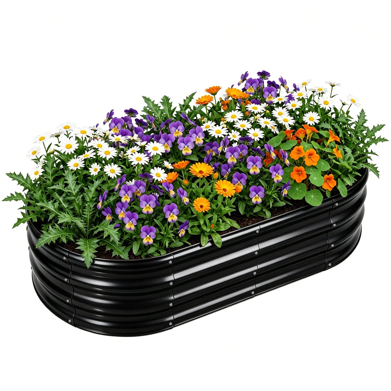 Large Oval Galvanised Steel Raised Garden Bed Multiple Sizes Rustproof for Vegetables Flowers Backyard Patio