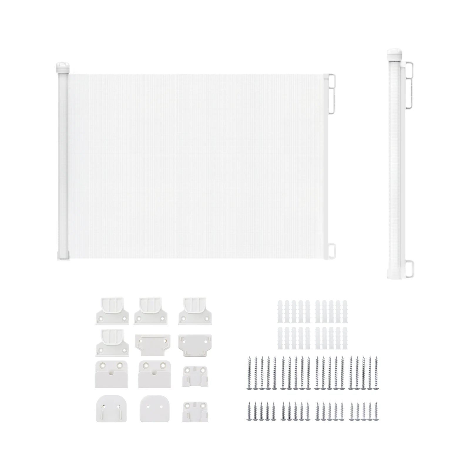 130cm Retractable Dog Gate Adjustable Double Locking System One Hand Operation for Stairs Doorways Kitchen White