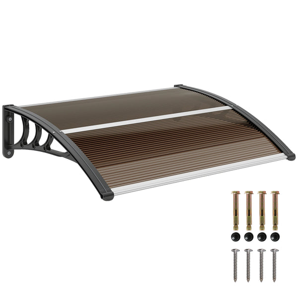 Outdoor Window Door Canopy with Awning, Porch UV Water Cover, Brown