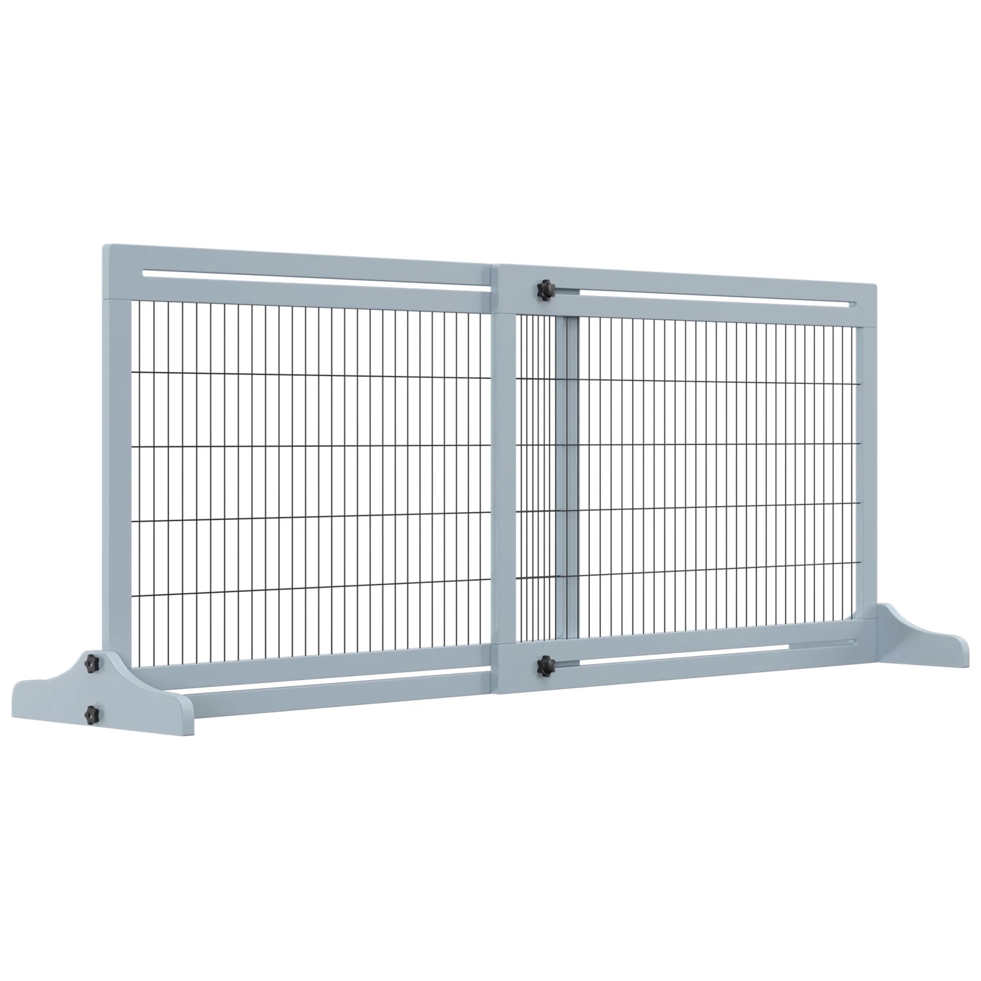 Adjustable Wooden Pet Gate Freestanding Dog Barrier for Doorway Hallway and Staircase for Small and Medium Dogs