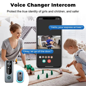 Tuya Doorbell with Camera Wireless Bundle Video Doorbell Wifi HD 1080P Outdoor Phone Door Bell Camera Security Video Intercom IR