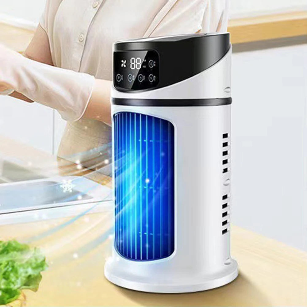 USB Desktop Evaporative Air Cooler Fan 6 Speed 6 Hour Timer Humidifier Water Level Alert for Home Office