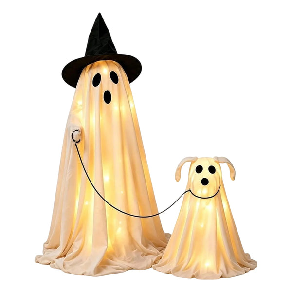 LED Light-Up Ghost & Dog Halloween Decoration Set
