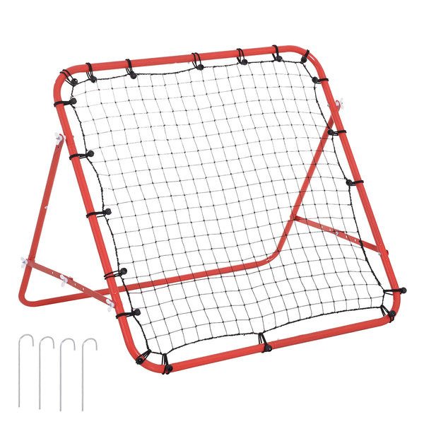Rebounder Net Kickback Practice Target Goal with 5 Angles for Teens & Adults, Softball & Football Training, Red