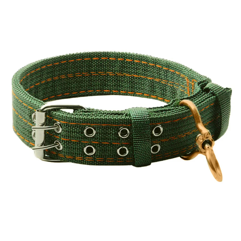 Green Double Breasted Dog Collar Adjustable Thickened Double Row Stainless Steel for Medium Large Dogs
