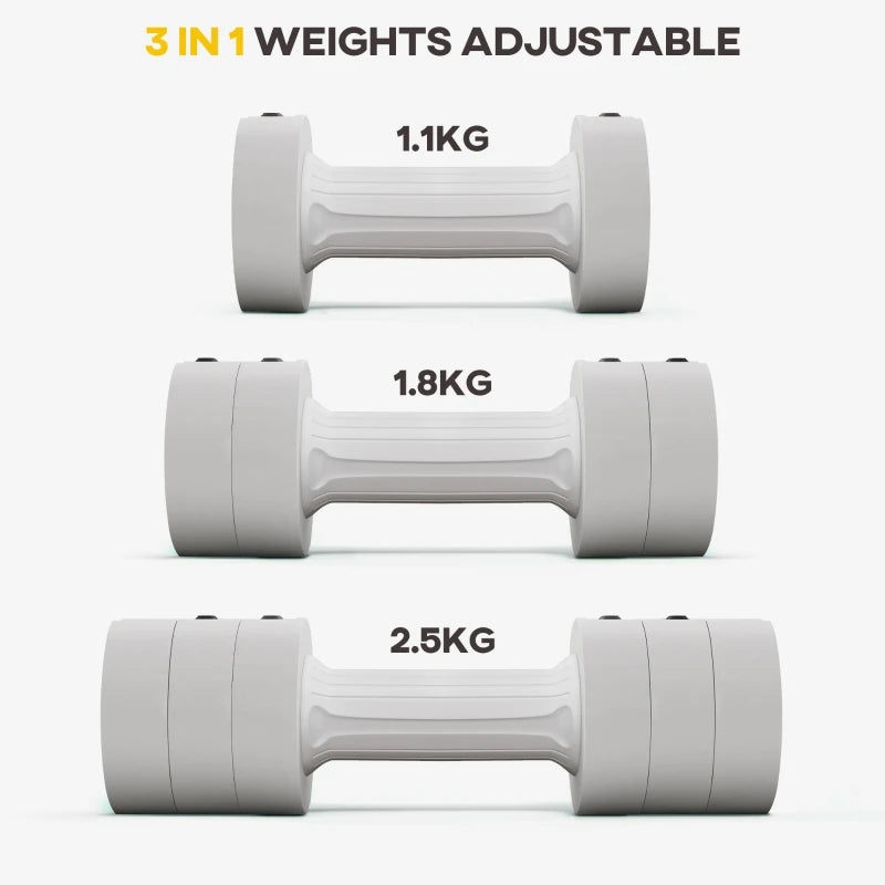 Adjustable Dumbbells Set 2.5KG x 2 Weight Options for Women Men Home Gym Workout Safe Fitness Equipment