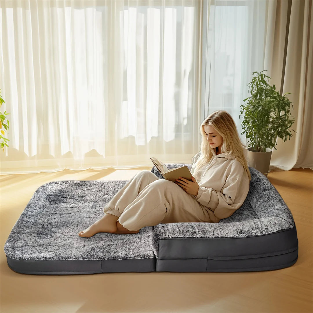 180cm Human Size Giant Dog Bed Calming Plush Orthopedic Foldable Waterproof for Winter Warmth