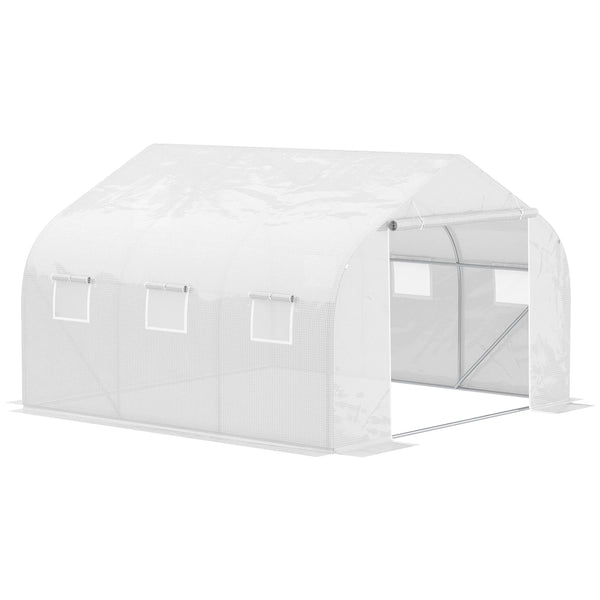 Walk-In Polytunnel Greenhouse, Warm House Garden Tunnel Shelter Plant Shed with Door and Windows