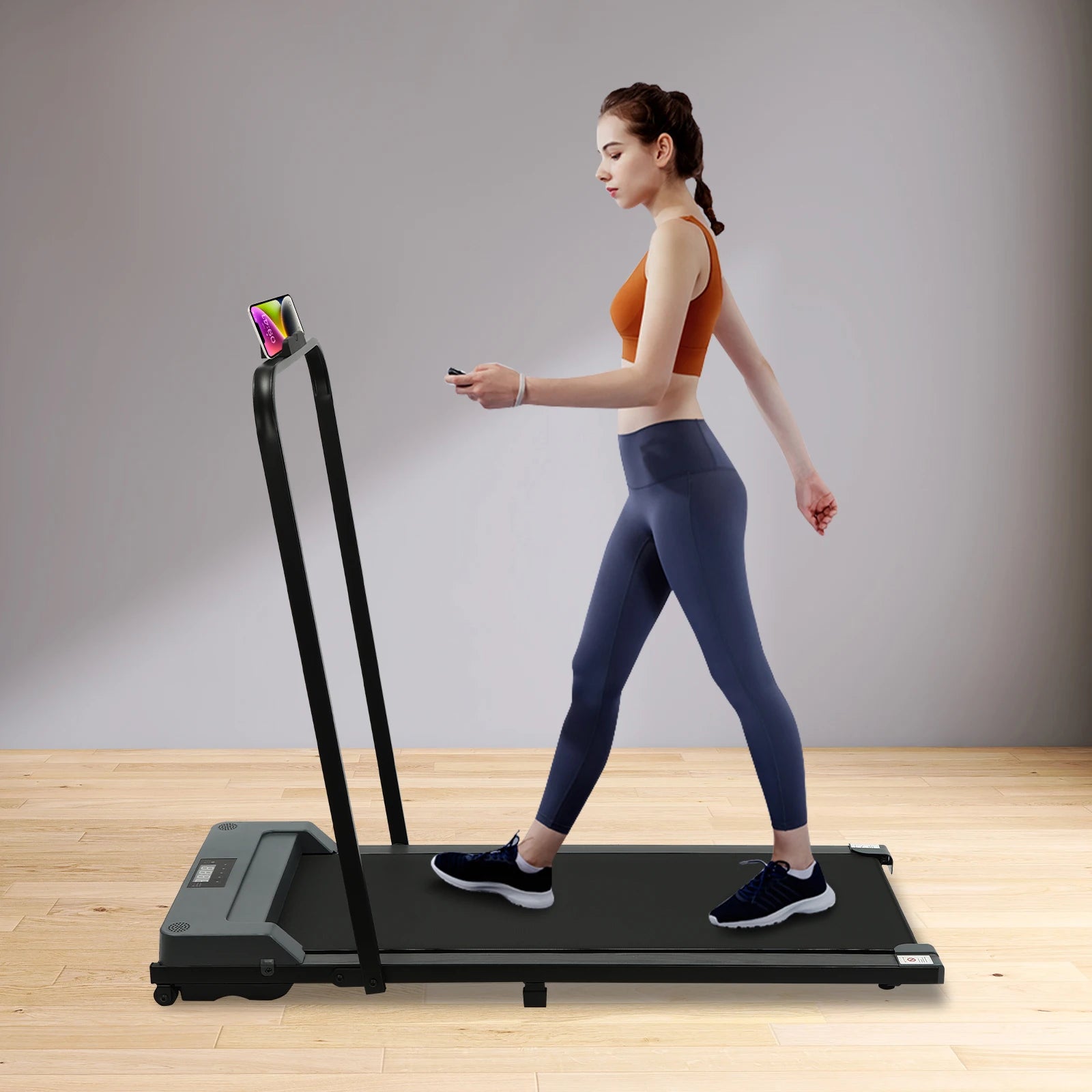 Electric Folding Treadmill 242lbs Capacity Cell Phone Holder LED Display Quiet Motor for Jogging Walking