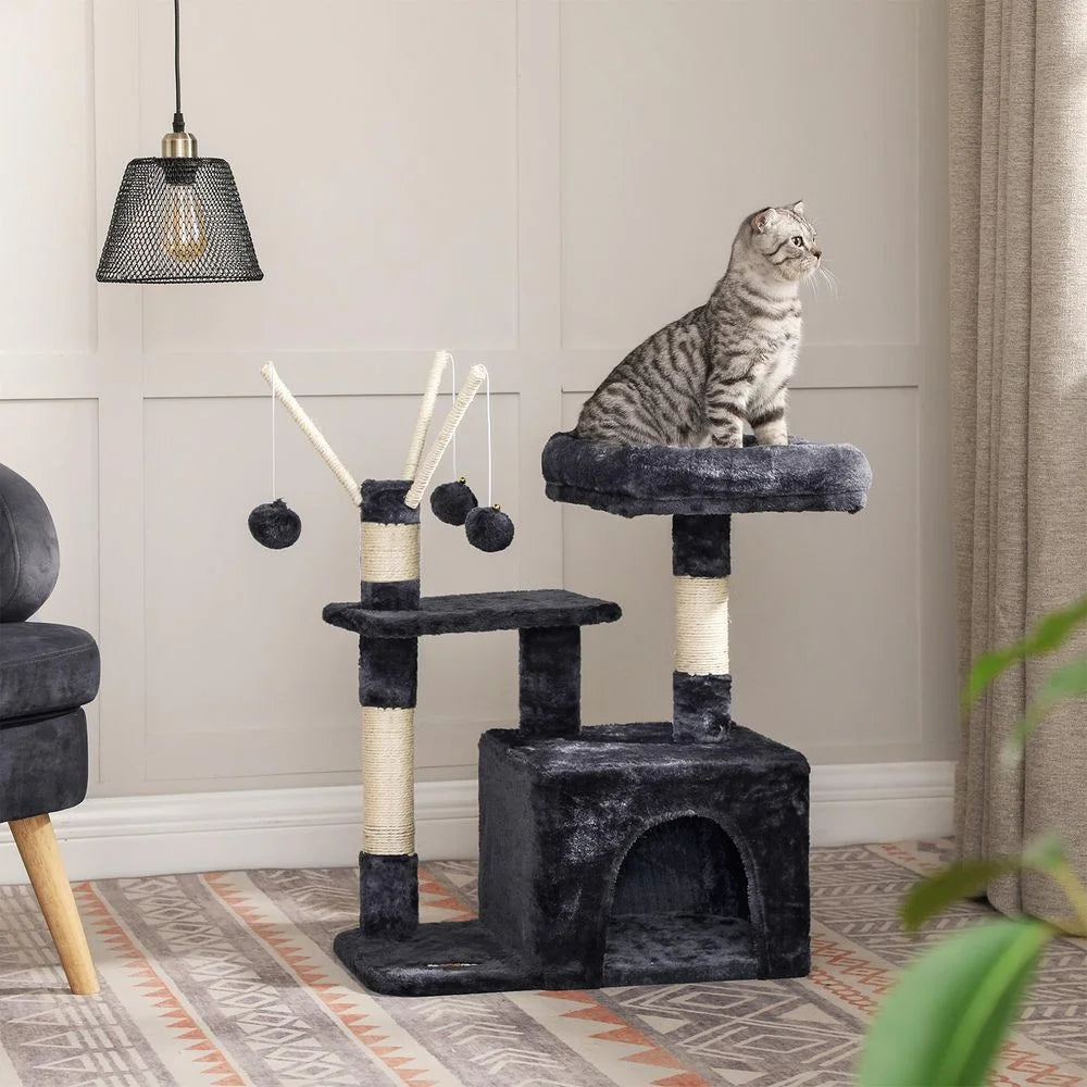 Cat Tree Tower 53x33x72cm with Perch Cozy Condo Scratching Post for Indoor Outdoor Cats