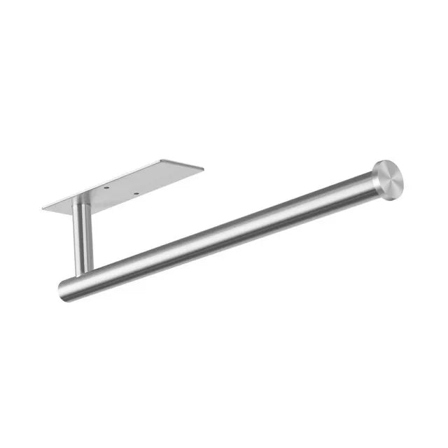Stainless Steel Paper Towel Holder | Punch-Free Under Cabinet Roll & Foil Organiser