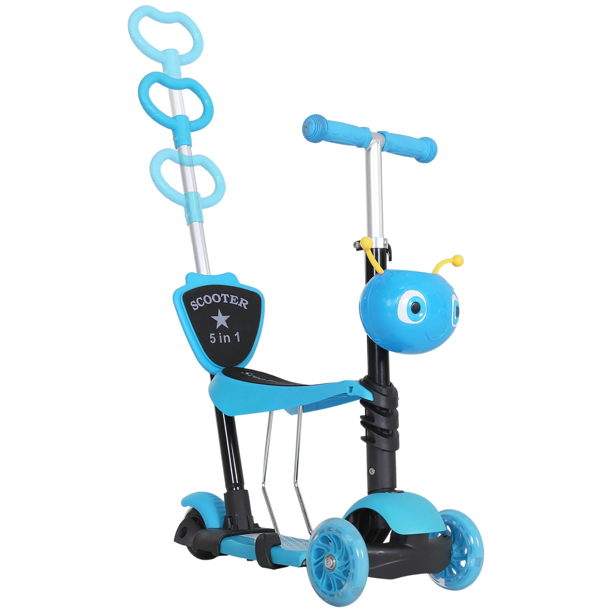 5 in 1 Kids Kick Scooter with Seat Adjustable 3 Wheel Ride On Walker