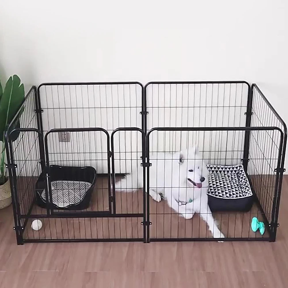 6 Panel Foldable Pet Playpen Anti-Escape Dog Fence Heavy Duty Puppy Kennel 120x60x60cm for Small Medium Pets