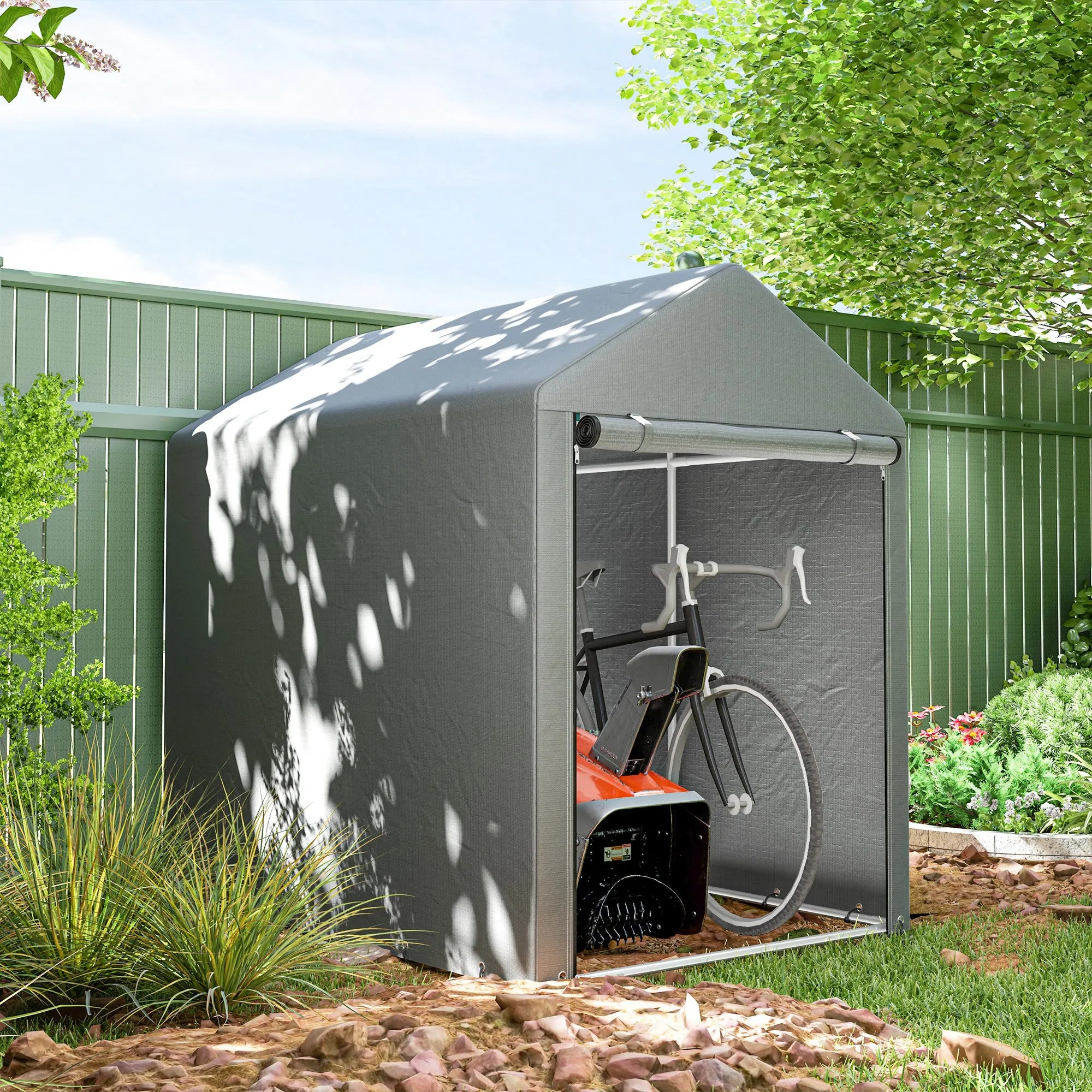 1.2 x 1.8m Portable Garden Storage Shed Tent with Galvanised Steel Frame and Large Zipped Door