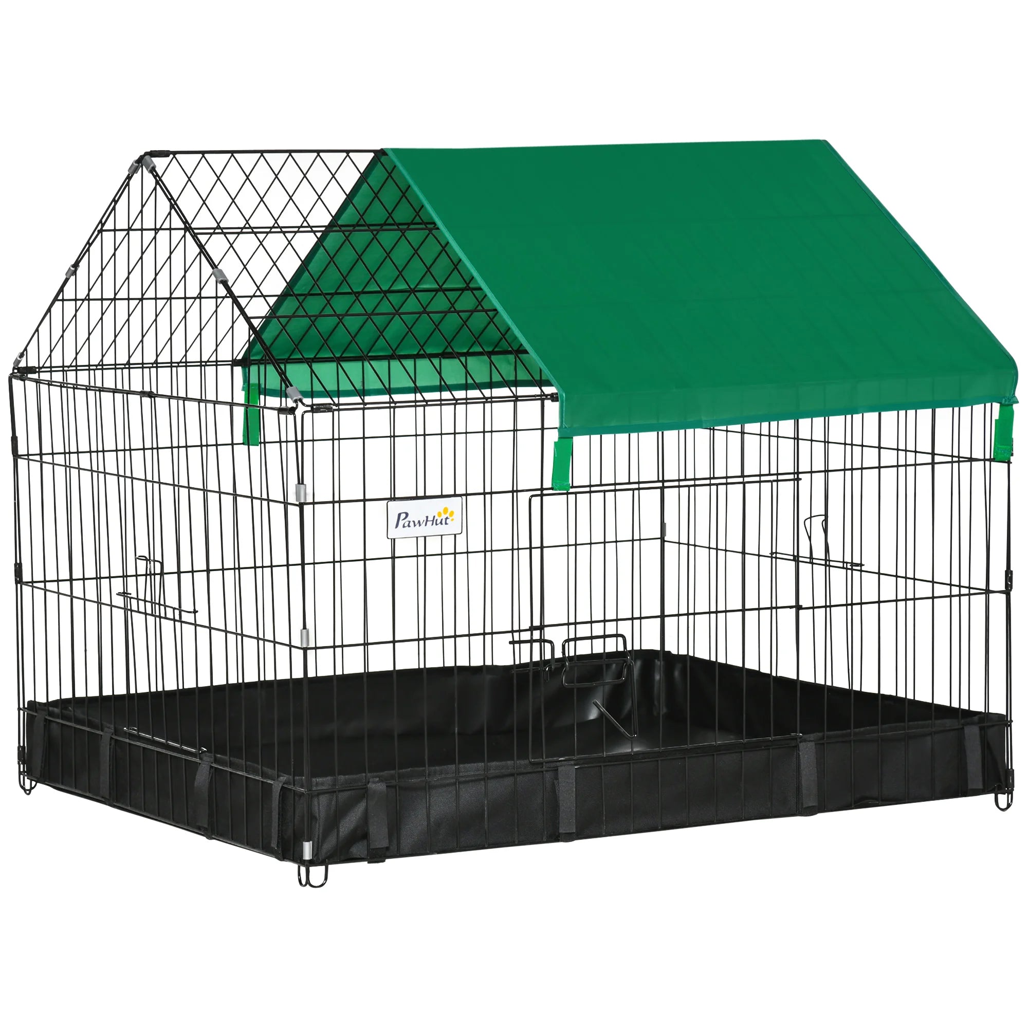 Rabbit Cage Guinea Pig Small Animal Playpen with Waterproof Oxford Roof Two Doors and Steel Wire Frame