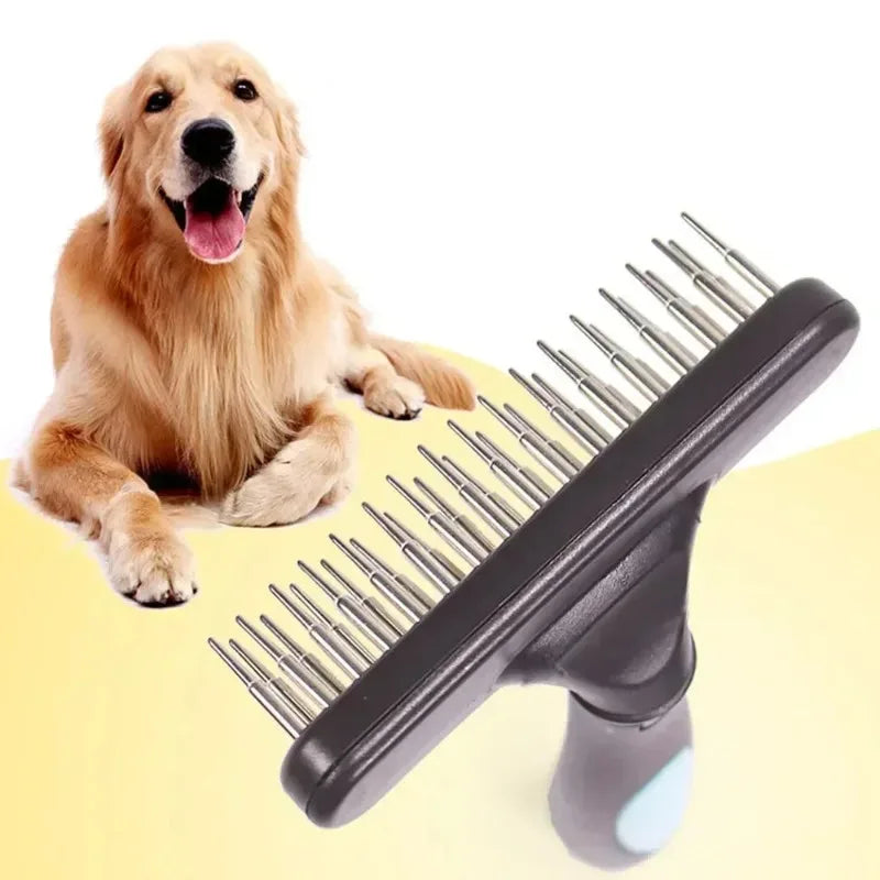 Stainless Steel Deshedding Brush Ergonomic Handle Dog Cat Comb for Long Short Hair Pet Grooming