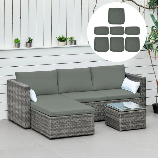 Replacement Rattan Furniture Cushion Covers, Set of 7, Deep Grey