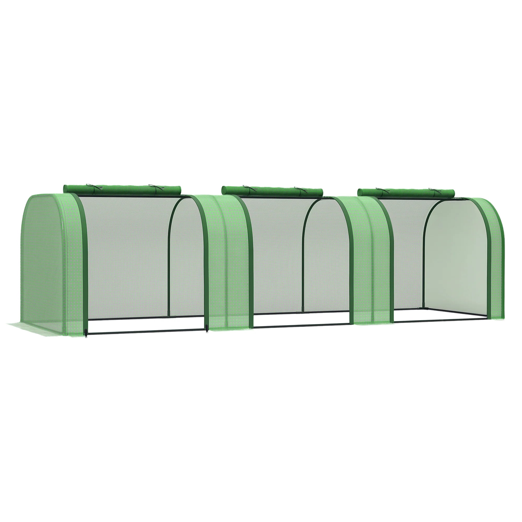 Tunnel Greenhouse with Steel Frame and Zipped Roll-Up Doors for Garden Patio Balcony and Allotment