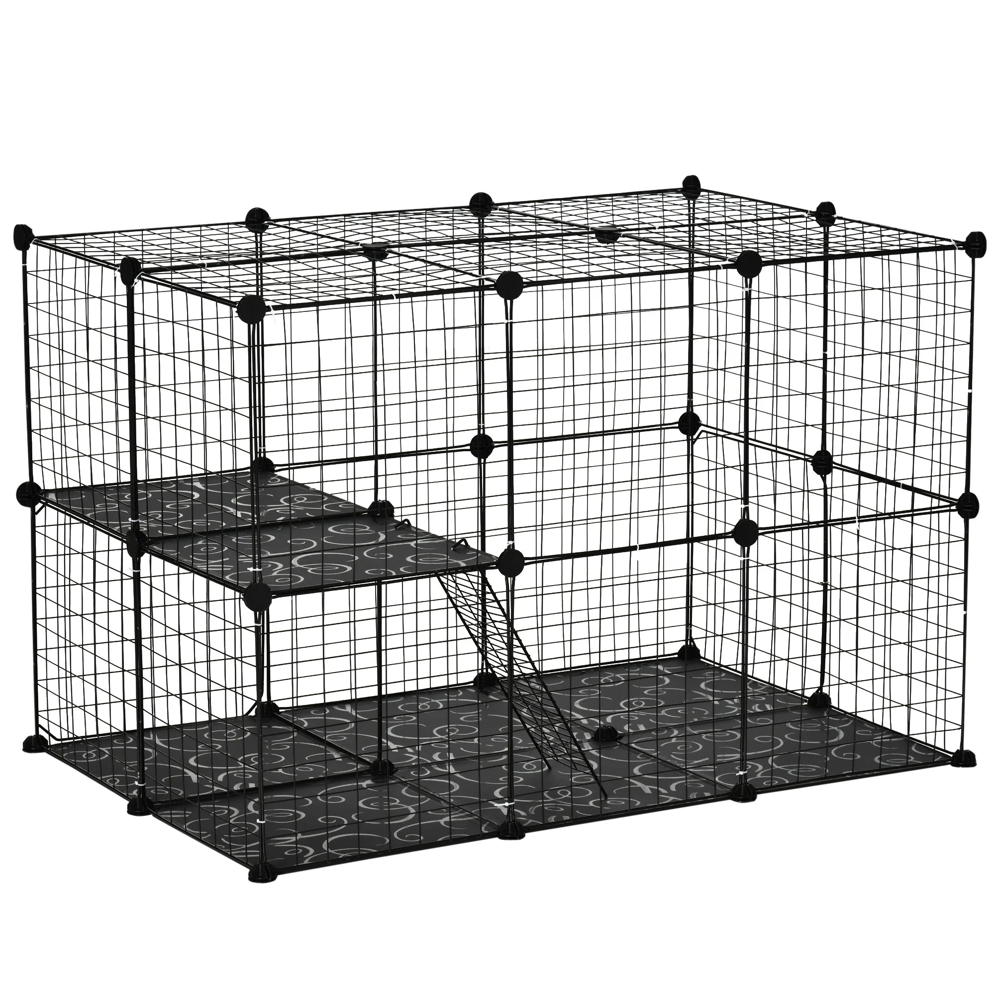 DIY Pet Playpen Expandable Small Animal Cage with 39 Panels 3 Doors Ramps and Non-Slip Mats for Rabbits and Chinchillas