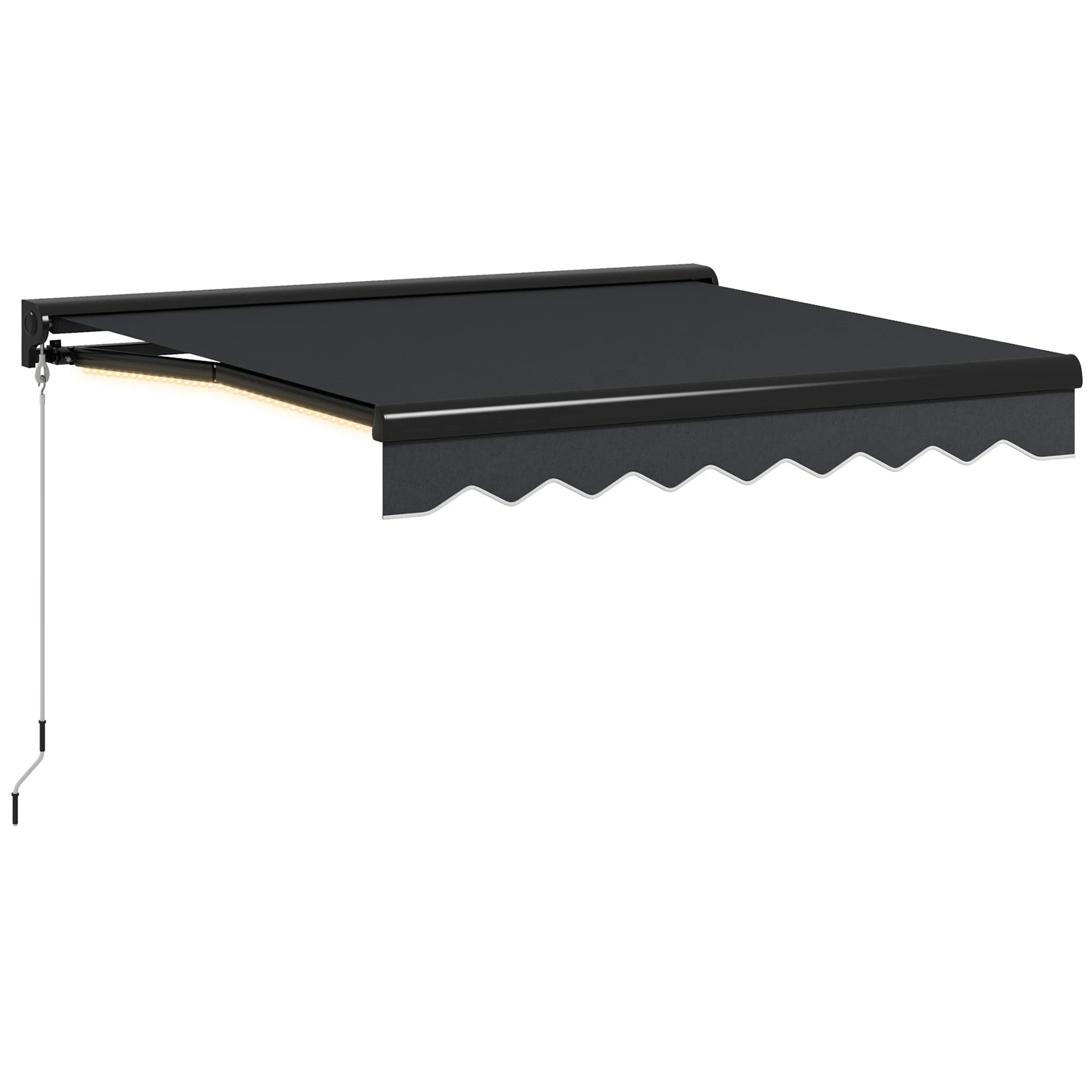 3x2.5m Electric Retractable Awning with LED Lights Remote Control PU Coated Canopy for Patio Door Window Grey