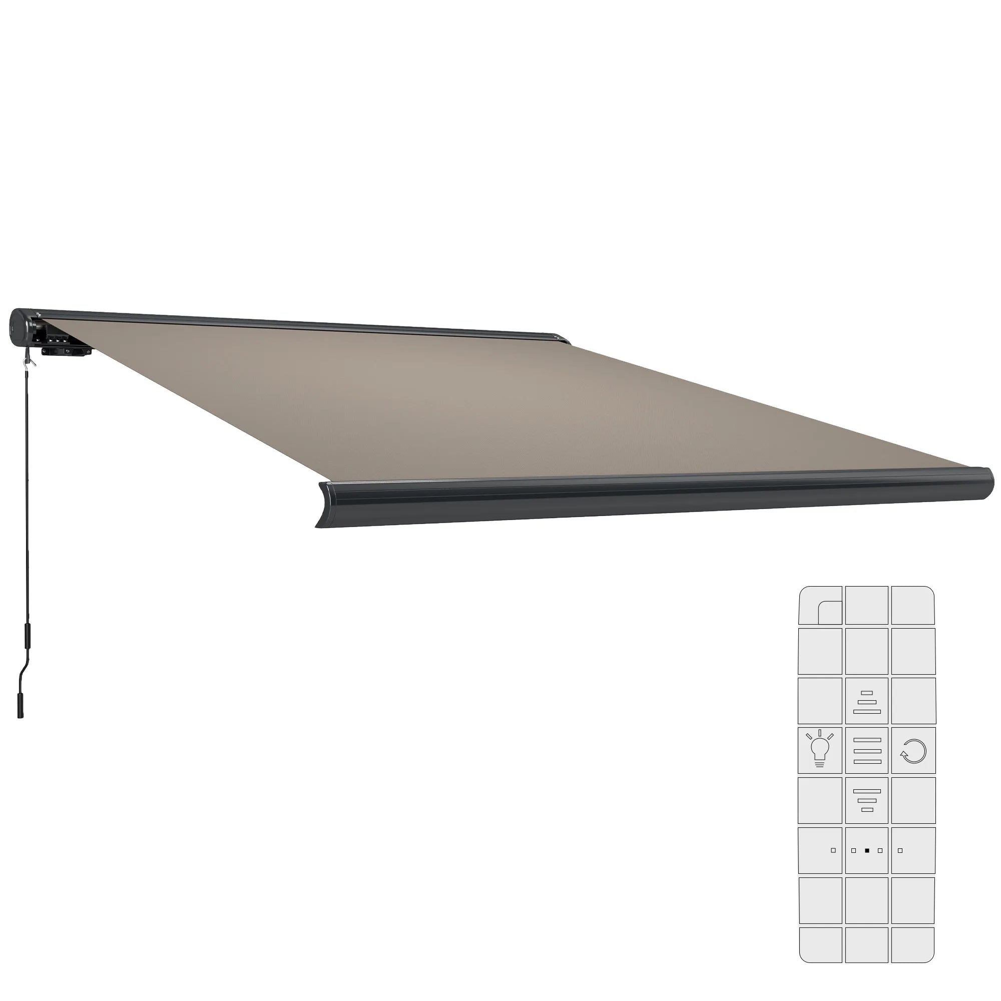 Electric Retractable Canopy Awning with Remote Control Manual Handle and Cassette Case for Patio Window and Door