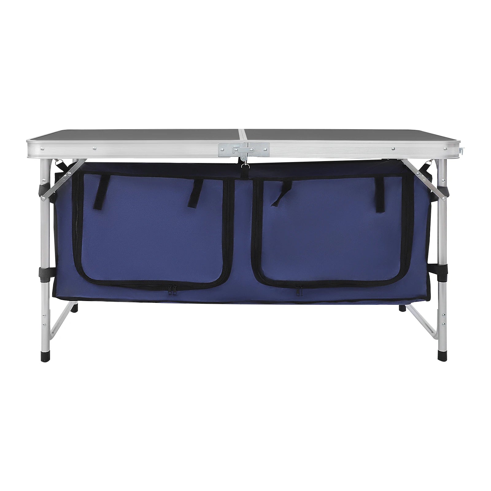 3 Height Adjustable Folding Camping Table Aluminium Storage Bags 35kg for Picnic BBQ Outdoor Garden Party