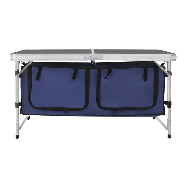 3 Height Adjustable Folding Camping Table Aluminium Storage Bags 35kg for Picnic BBQ Outdoor Garden Party