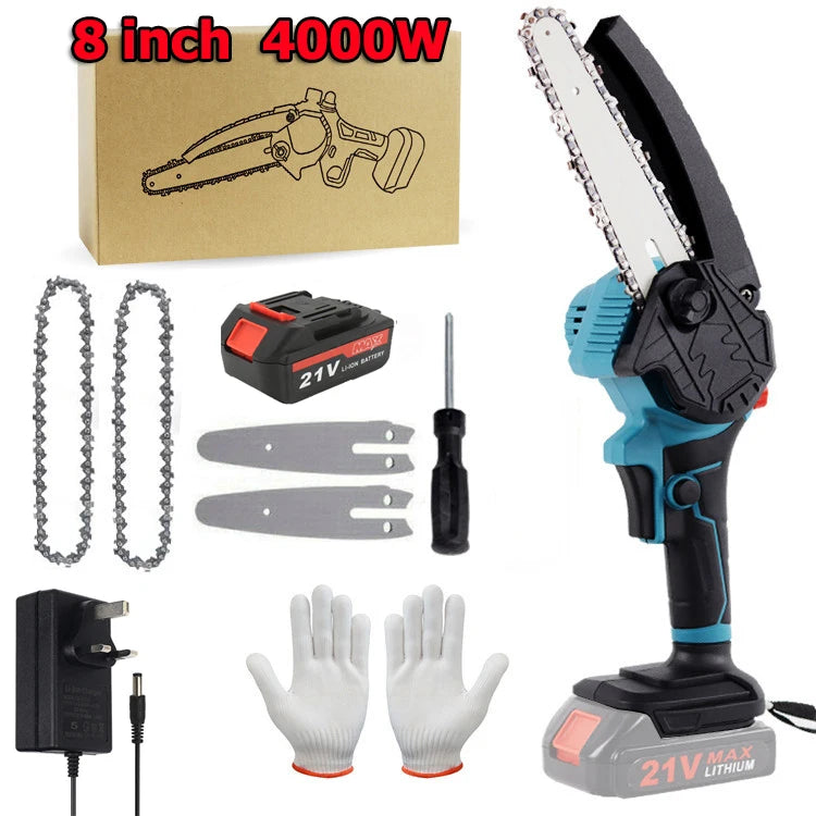 8 Inch Cordless Mini Chainsaw Brushless Motor 1 Battery Lightweight One Hand for Wood Cutting Branch Trimming