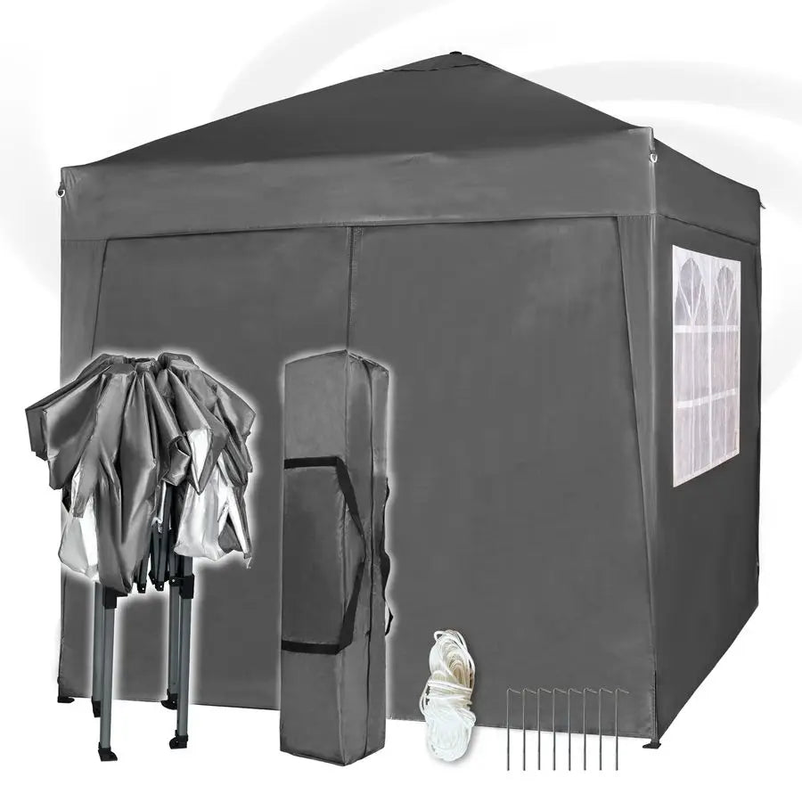 2x2m Gazebo with Sides Silver Lined Waterproof Insta-Lock Steel Frame Marquee Canopy Grey