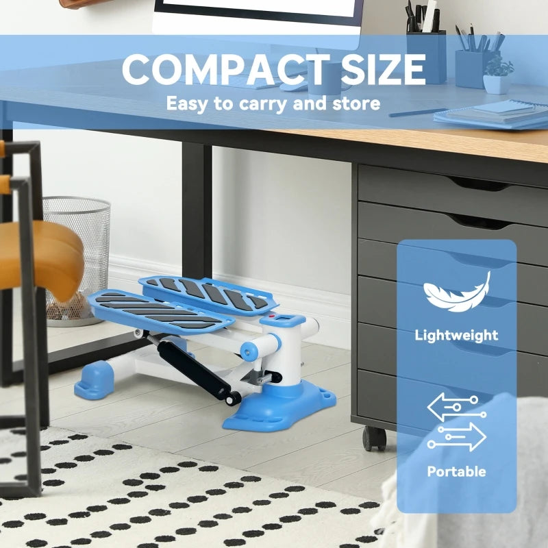 Portable Mini Stepper LCD Display Anti-Skid Pedals 100kg Capacity Compact Fitness Machine for Home Gym Office Blue