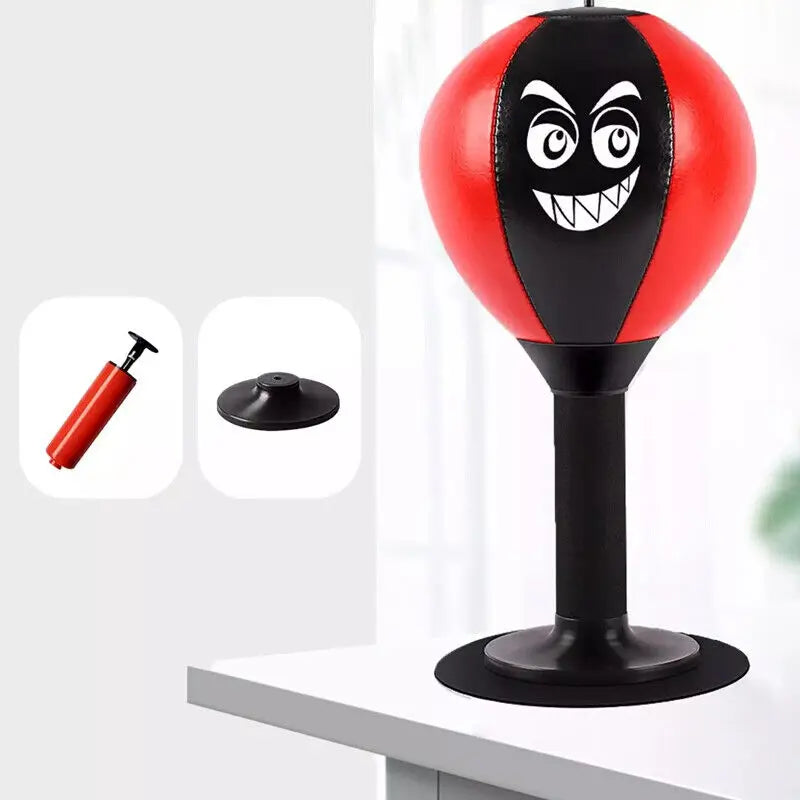 Desktop Punching Bag Stress Relief Ball with Suction Cup PU Leather for Desk Table Boxing UK