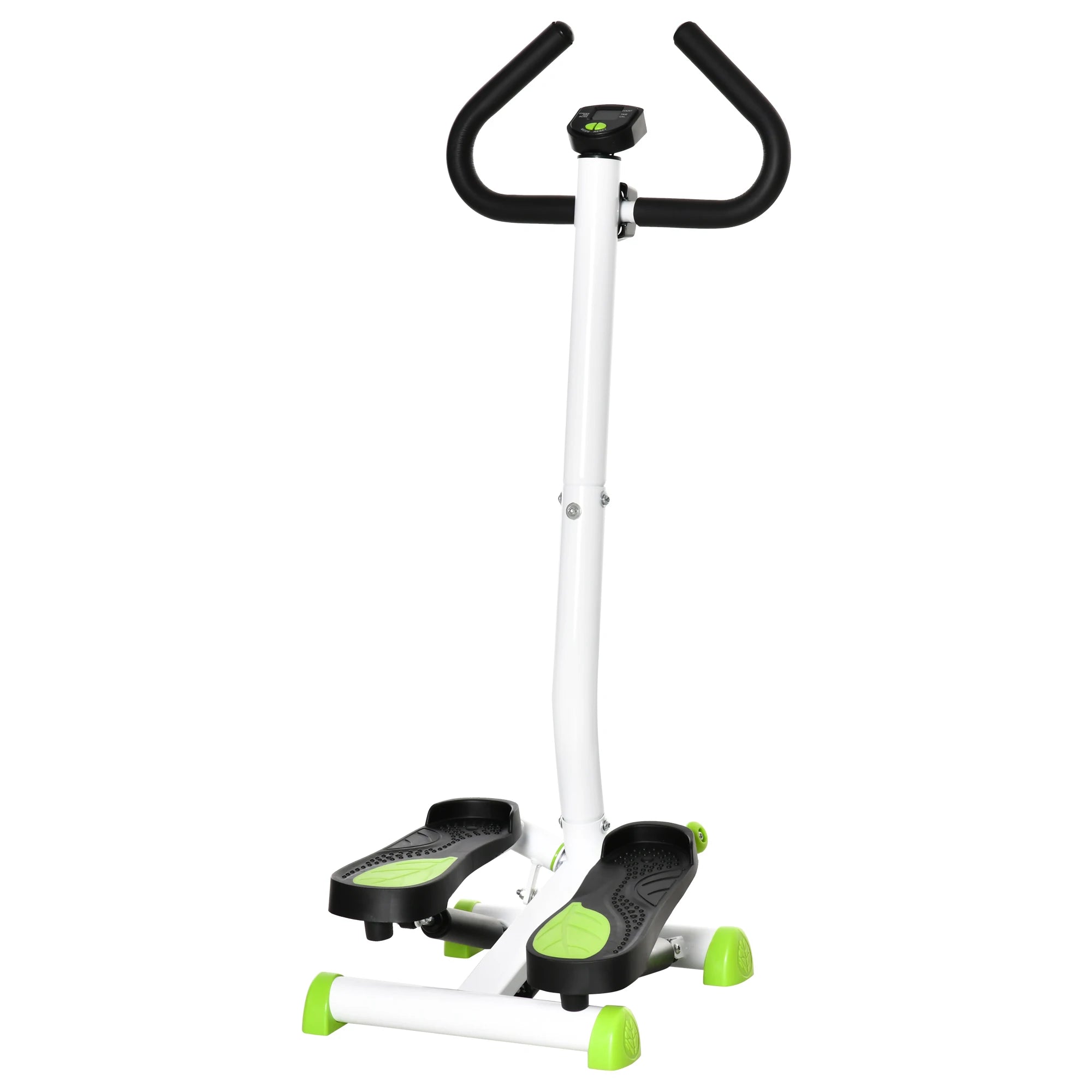 Twister Stepper Step Machine Adjustable Resistance LCD Screen Handlebars for Home Office Lower Body Workout White