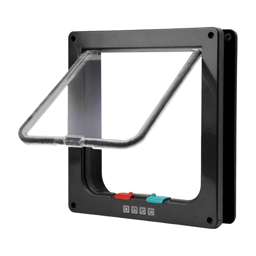 Puppy Kitten Cat Flap Door 4 Way Lock Weatherproof Transparent S-XL Sizes for Cats Small Dogs