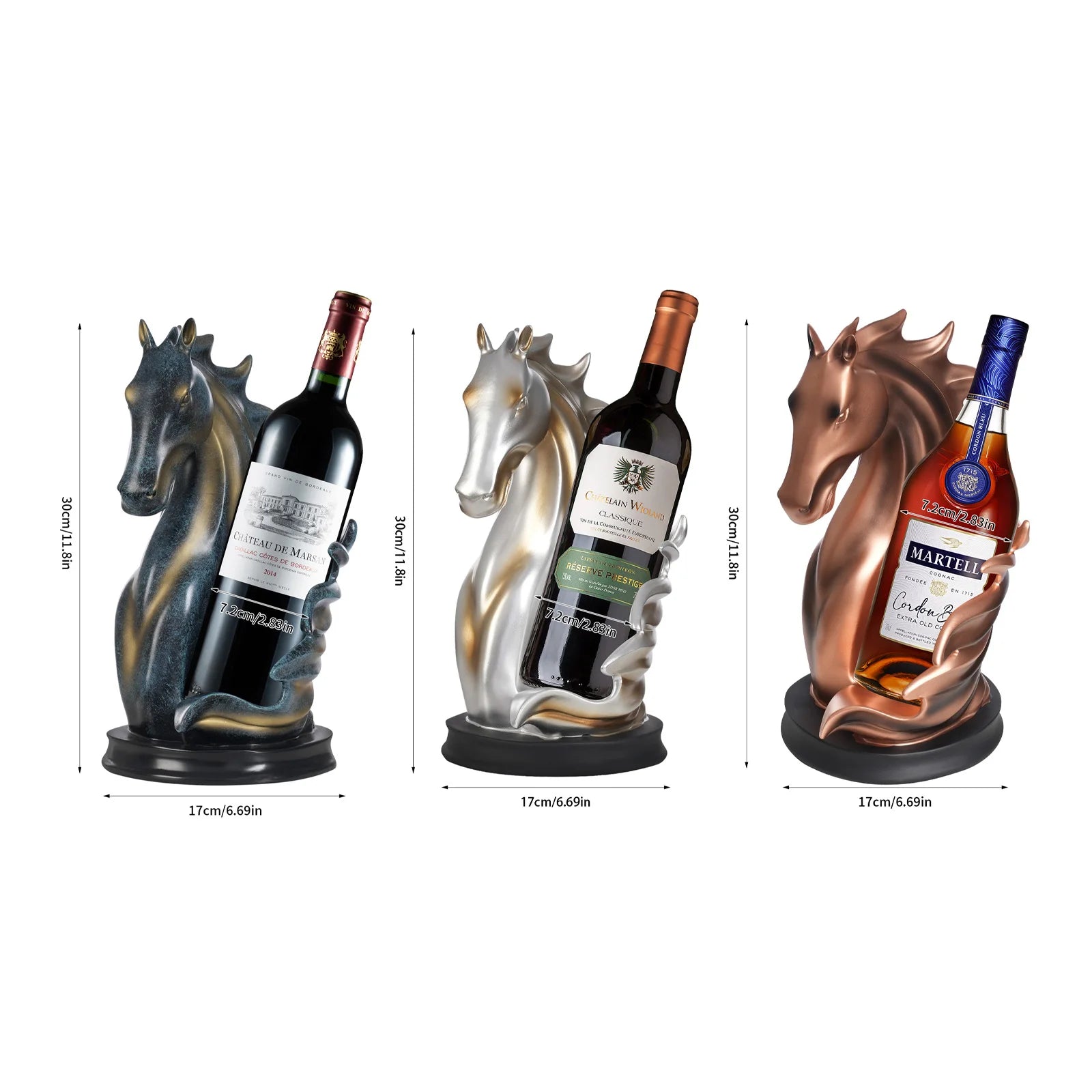 Horse Statue Wine Bottle Holder | Decorative Resin Wine Rack Display Stand for Home Bar Living Room