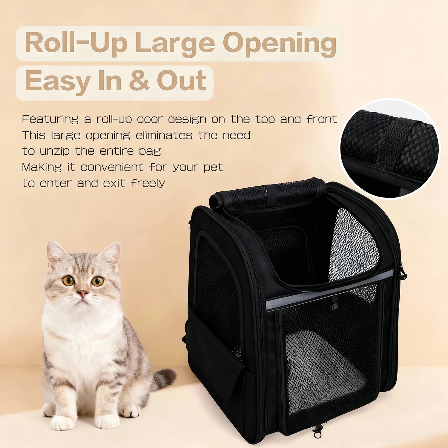 Pet Backpack Carrier Large Capacity Breathable Mesh Waterproof Foldable for Dogs Cats
