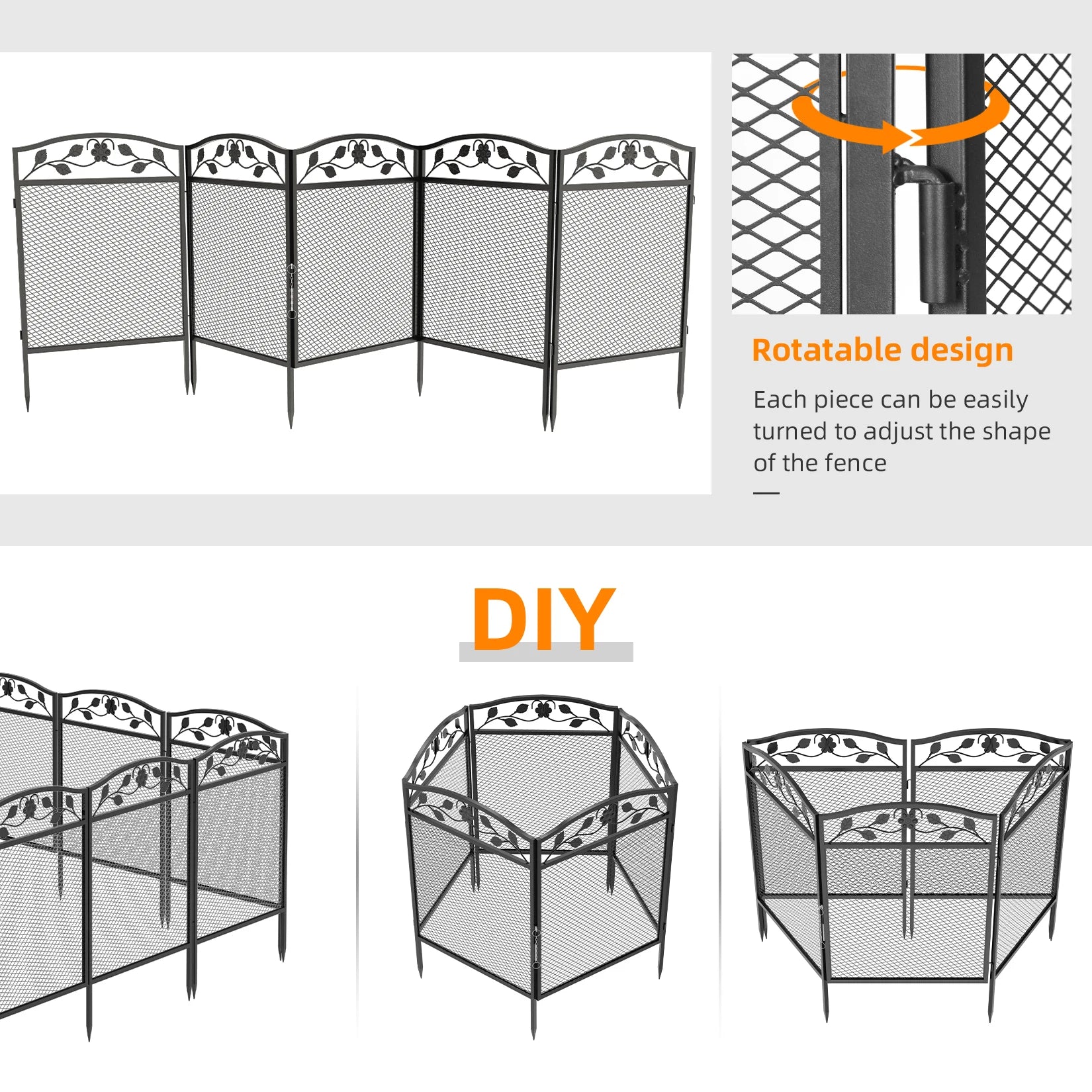 BINGOPAW 5 Panel Heavy Metal Dog Playpen Garden Fence 43.3 Inch with Safety Latch Indoor Outdoor