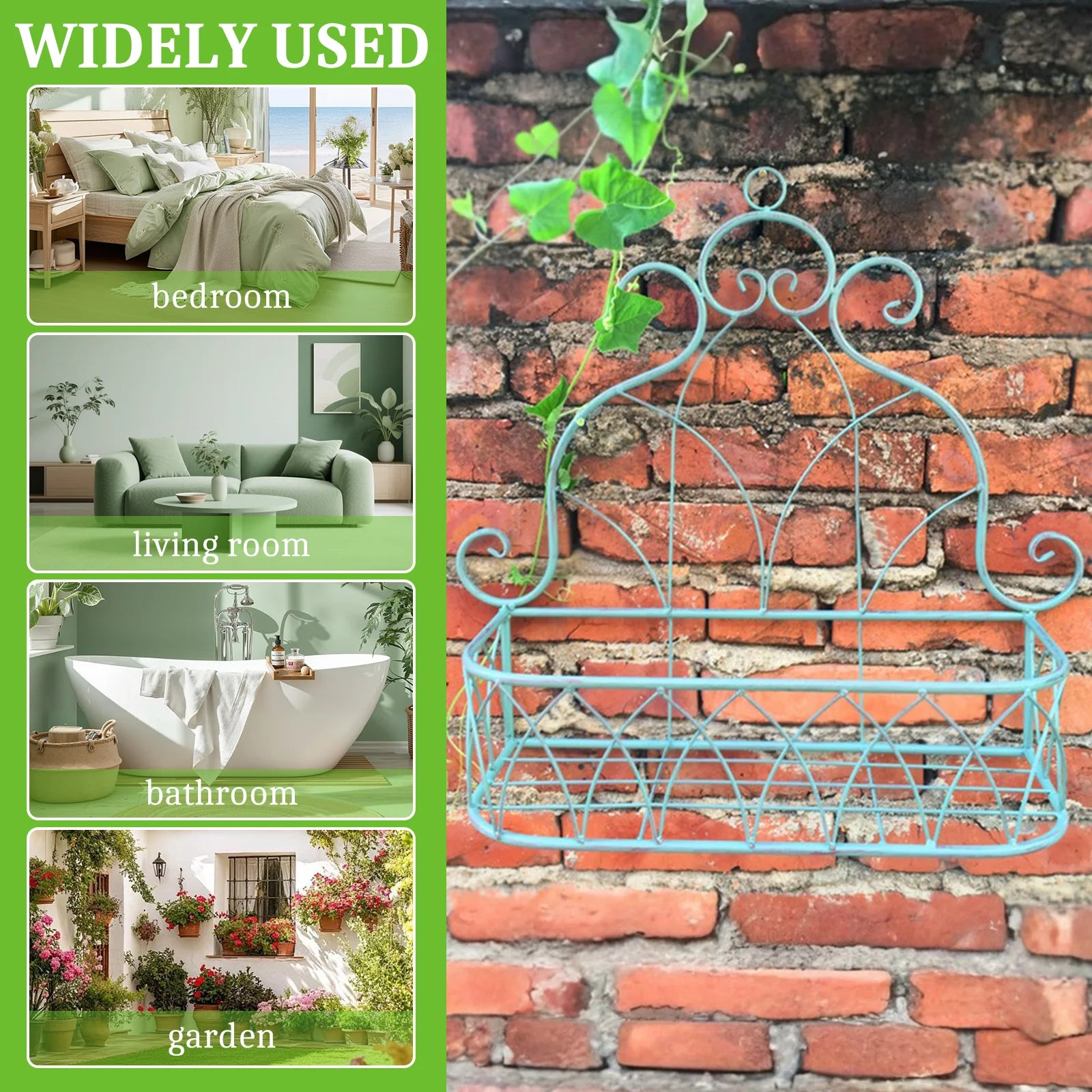 2 Pack Iron Hanging Balcony Flower Stand Vintage Wall Mounted Butterfly Design for Garden Porch Patio Decor