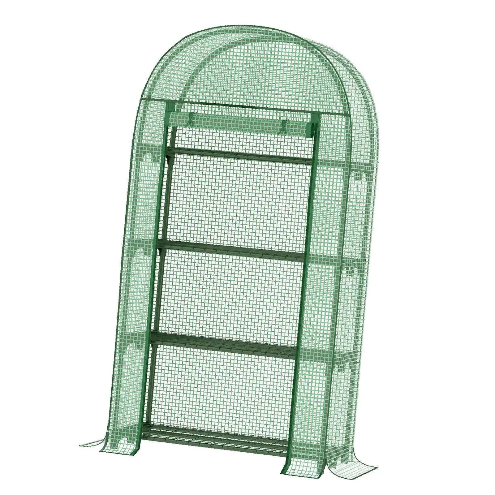4 Tier Mini Greenhouse 160x80x49cm Metal Frame Zipped Door Waterproof for Balcony Vegetable Patch Storage