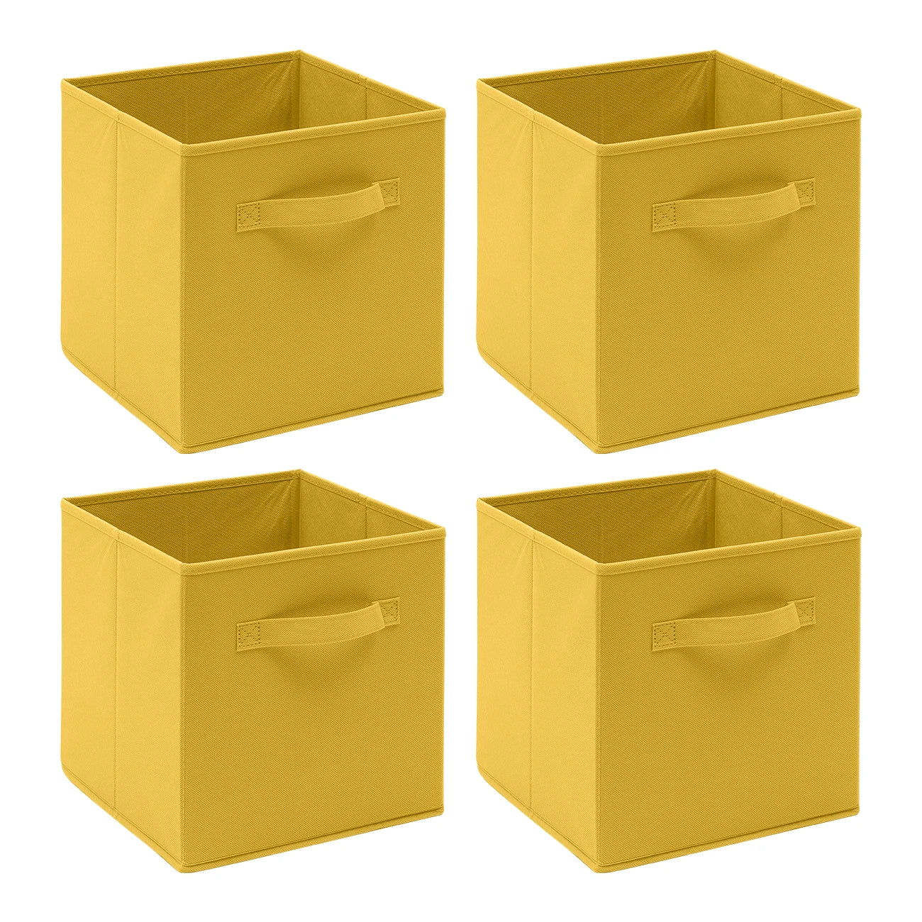 Pack of 4 Foldable Fabric Storage Cubes Boxes Non-Woven Wardrobe Organiser for Home Bedroom Closet