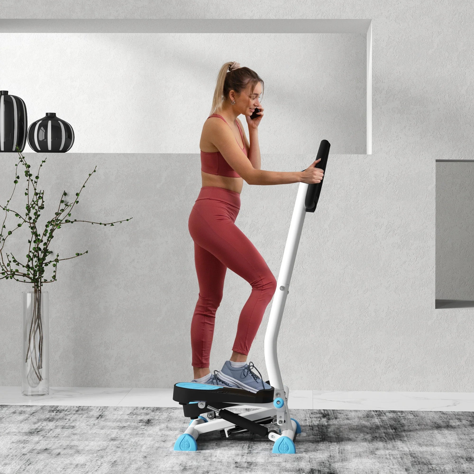 Twister Stepper Step Machine with Adjustable Resistance LCD Monitor Handlebars for Home Gym Lower Body Workout Blue