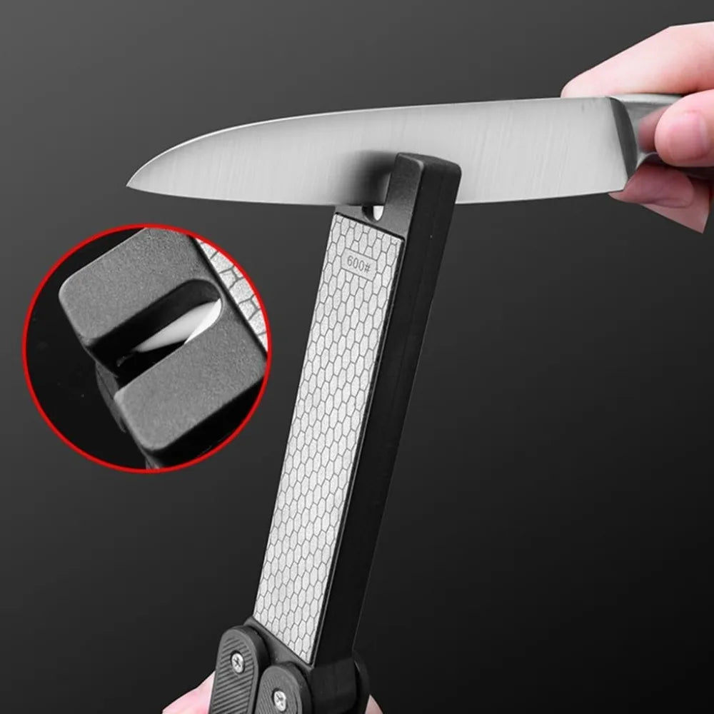 3-in-1 Foldable Double-Sided Knife Sharpener 400/600 Grit | Portable Pocket Grinding Stone for Kitchen and Outdoor Use