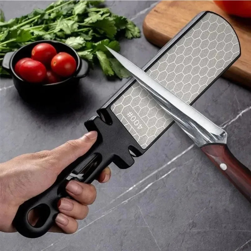 5-in-1 Diamond Knife Sharpener with 400/1000 Grit Bars | Tungsten Steel Ceramic Whetstone Multi-Tool for Kitchen