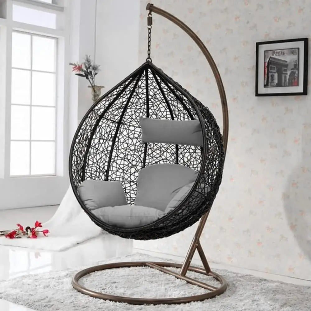 Egg Chair Replacement Cushion Set with Headrest Pillow, Non-Slip Straps and PP Cotton Filling