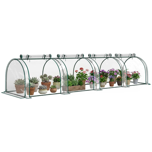 Tunnel Greenhouse Grow House with Steel Frame and Zipped Doors