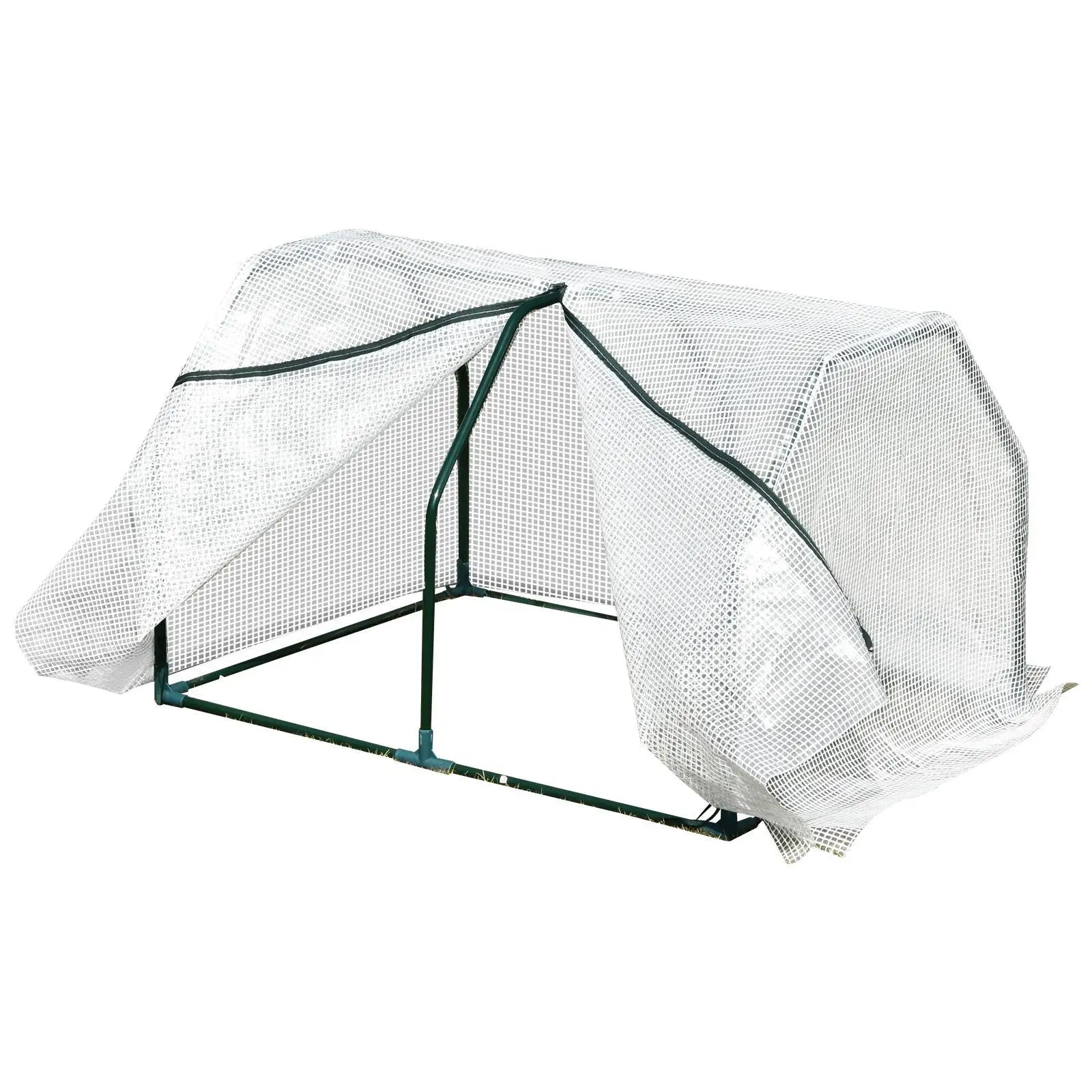 Mini Greenhouse 99x71x60cm White PVC Cover Steel Frame Zip Door for Balcony Patio Outdoor Planting