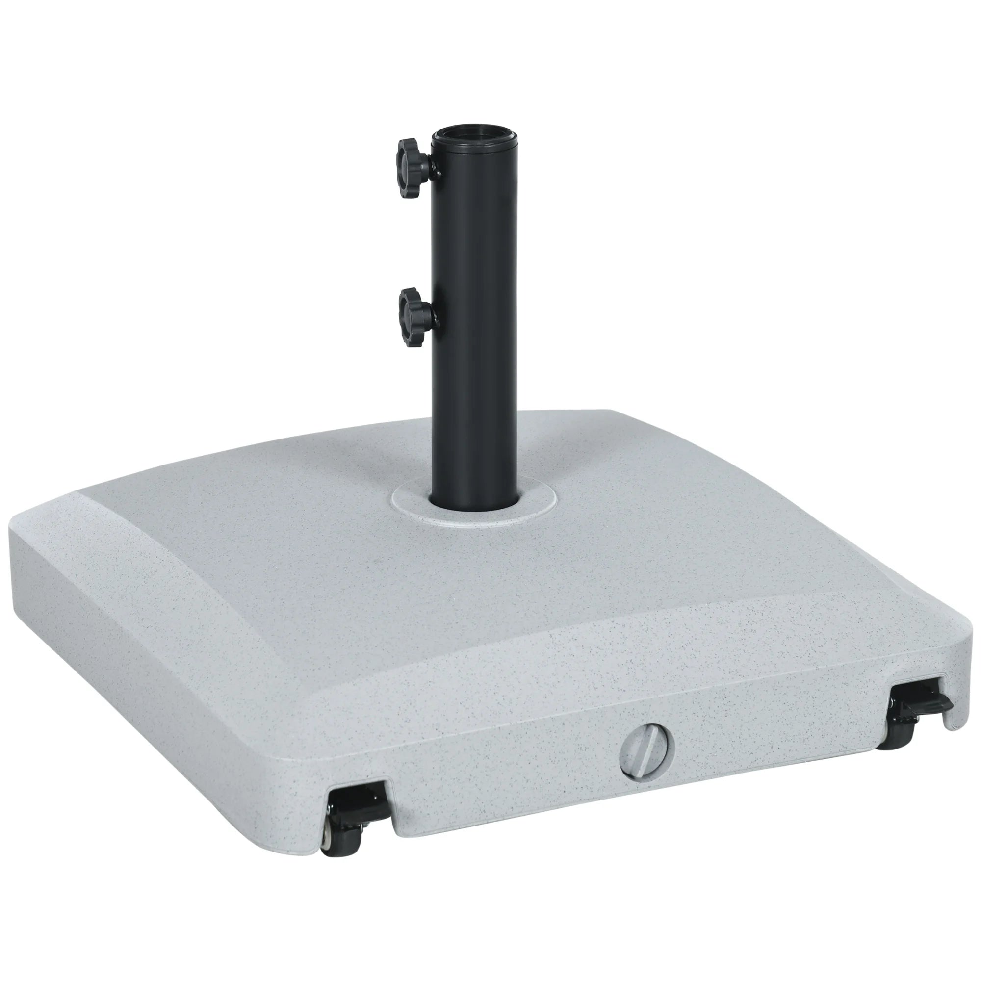 43kg Parasol Base with Wheels and Brakes Sand or Water Fill Outdoor Garden Umbrella Stand Grey 49.5x49.5cm