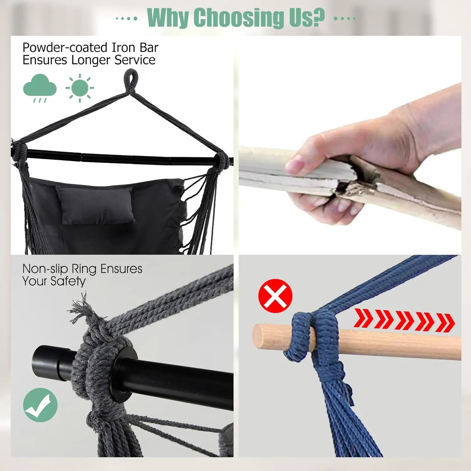 Hammock Swing Chair Multiple Colours and Sizes Available for Living Room Garden Patio