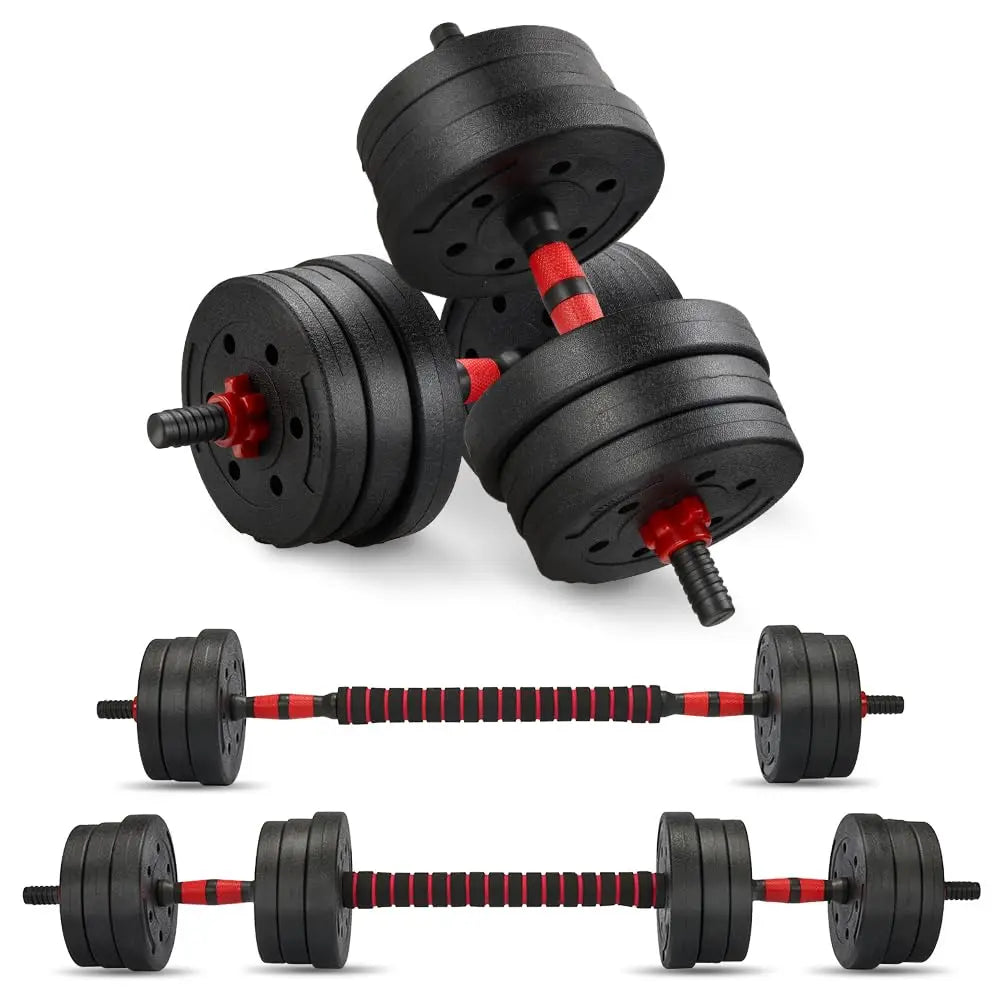 6 in 1 Adjustable Dumbbell Barbell Set 30KG 20KG 15KG Kettlebell Push-Up Rack for Home Fitness Strength Training